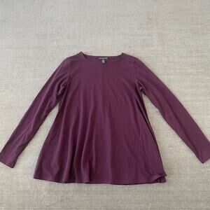 Eileen Fisher Top Women XSP/PP Purple Wide Neck Classic Casual Lagenlook Classic